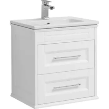 Тумба с раковиной Aquanet Бостон М 60 Flat белая матовая (209679, 254363)