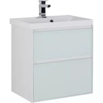 Тумба с раковиной Aquanet Гласс 60 белая (196961, 179393)