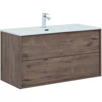 Тумба с раковиной Aquanet Lino 100 Flat два ящика, дуб веллингтон (287545, 254365)