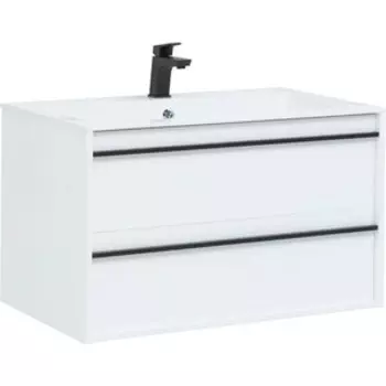 Тумба с раковиной Aquanet Lino 90 белая матовая (253904, 270157)