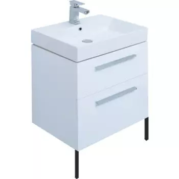 Тумба с раковиной Aquanet Nova 60 2 ящика, белый глянец (242279, 242905, 243724, 243731)