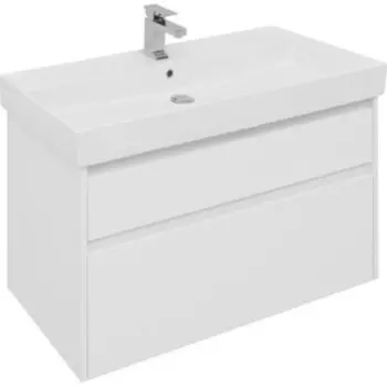 Тумба с раковиной Aquanet Nova Lite 100 два ящика, белый глянец (249940, 199206)