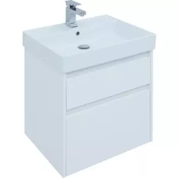Тумба с раковиной Aquanet Nova Lite 60 два ящика, белый глянец (242575, 242905)