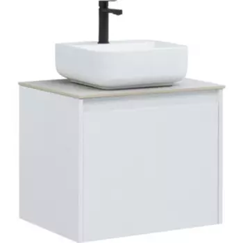 Тумба с раковиной Aquanet Nova Lite 60 один ящик, белый глянец/серая (242574, 257608, 211281)