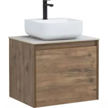 Тумба с раковиной Aquanet Nova Lite 60 один ящик, дуб рустикальный/серая (249511, 257608, 211281)