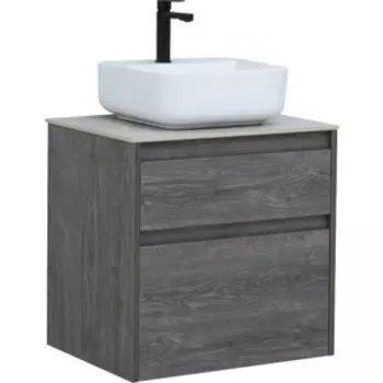 Тумба с раковиной Aquanet Nova Lite 60 два ящика, дуб рошелье/серая (242577, 257608, 211281)