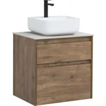 Тумба с раковиной Aquanet Nova Lite 60 два ящика, дуб рустикальный/серая (249512, 257608, 211281)