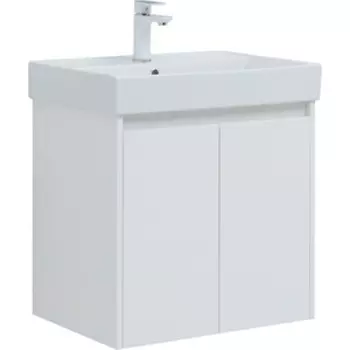 Тумба с раковиной Aquanet Nova Lite 60 две дверки, белый глянец (298847, 242905)