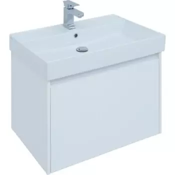 Тумба с раковиной Aquanet Nova Lite 75 один ящик, белый глянец (242275, 242338)