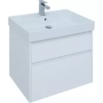 Тумба с раковиной Aquanet Nova Lite 75 два ящика, белый глянец (242272, 242338)