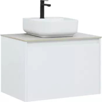 Тумба с раковиной Aquanet Nova Lite 75 один ящик, белый глянец/серая (242275, 257611, 211281)