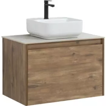 Тумба с раковиной Aquanet Nova Lite 75 один ящик, дуб рустикальный/серая (249514, 257611, 211281)