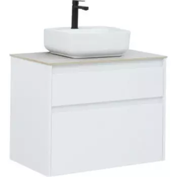 Тумба с раковиной Aquanet Nova Lite 75 два ящика, белый глянец/серая (242272, 257611, 211281)
