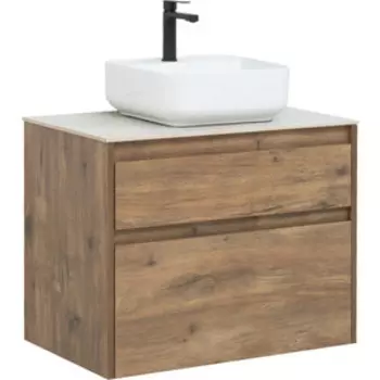 Тумба с раковиной Aquanet Nova Lite 75 два ящика, дуб рустикальный/серая (249515, 257611, 211281)