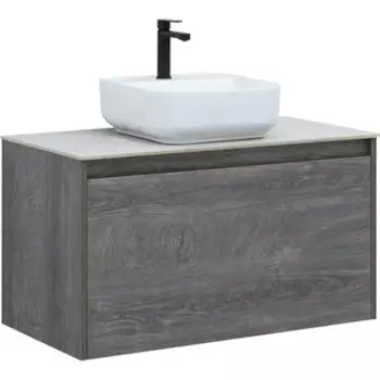 Тумба с раковиной Aquanet Nova Lite 90 один ящик, дуб рошелье/серая (242269, 257614, 211281)