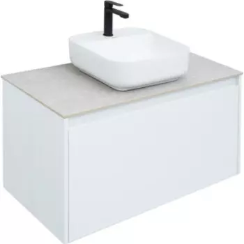 Тумба с раковиной Aquanet Nova Lite 90 один ящик, белый глянец/серая (242257, 257614, 211281)