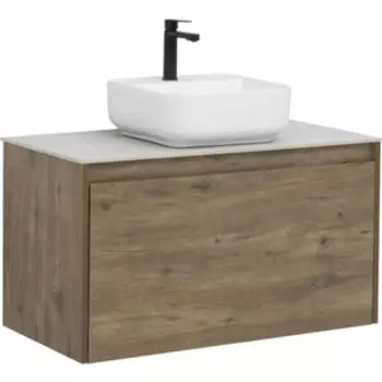 Тумба с раковиной Aquanet Nova Lite 90 один ящик, дуб рустикальный/серая (249517, 257614, 211281)
