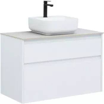 Тумба с раковиной Aquanet Nova Lite 90 два ящика, белый глянец/серая (242268, 257614, 211281)