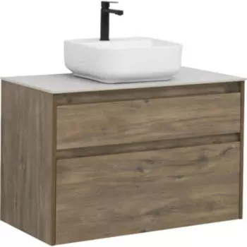 Тумба с раковиной Aquanet Nova Lite 90 два ящика, дуб рустикальный/серая (249518, 257614, 211281)