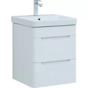 Тумба с раковиной Aquanet София 50 два ящика, белый глянец (274171, 182310)