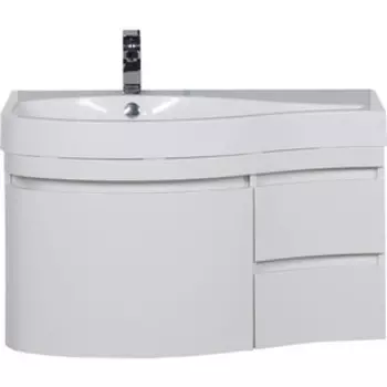 Тумба с раковиной Aquanet Сопрано 95 L с дверцами и ящиками, белая (169631, 169395)