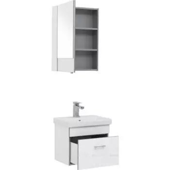 Тумба с раковиной Aquanet Верона Moduo Slim 50 белая (246951, 246876)