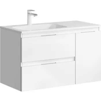 Тумба с раковиной Aqwella Accent 90 2 ящика левая, белый (ACC0109LW, Mal.09.04.D-L)