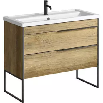 Тумба с раковиной Aqwella Fargo 100 напольная, дуб балтийский (FRG0110DB, FRGN440, 4640021065204)