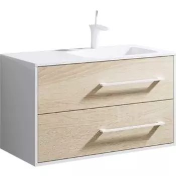 Тумба с раковиной Aqwella Майами 90x45 правая, дуб сонома/белый (Mai.01.09/R + Mal.09.04.D-R)