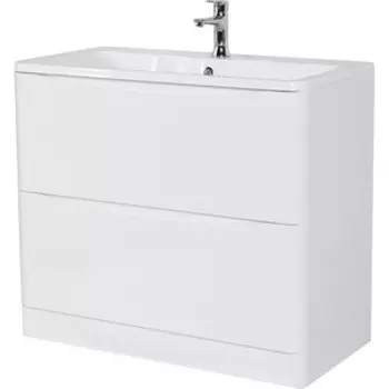 Тумба с раковиной BelBagno Acqua 100 bianco lucido напольная (ACQUA-1000-2C-PIA-BL, BB1000/455-LV-MR-ALR)