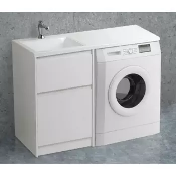 Тумба с раковиной BelBagno Kraft 120 левая, белая матовая bianco opaco (KRAFT-LVD-580/1200-2C-PIA-BO, BB1200/480-LV-MR-L)
