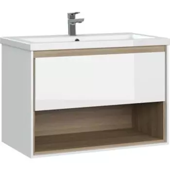 Тумба с раковиной Cersanit Louna 80х44 белый/дерево (64071, S-UM-COM80/1-w)