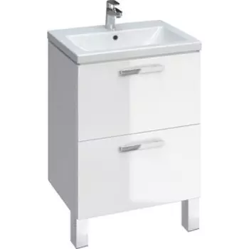 Тумба с раковиной Cersanit Melar 60 белая, с ножками (64128, UM-COM60/1, ZP-NOGA-KPL2)