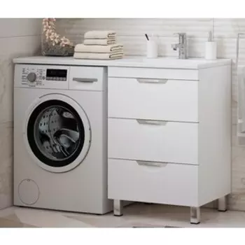 Тумба с раковиной Corozo Алиот 120 правая, напольная, под стиральную машину, белая (SD-00000597, 2000949237428)