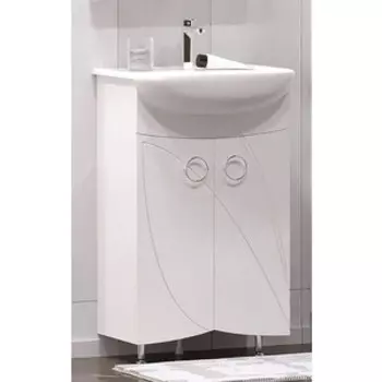 Тумба с раковиной Corozo Ультра Флора 55 New, белая (SD-00000362, 4620008192765)