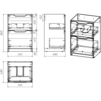 Тумба с раковиной Dreja Bona 60 (120) левая, белый глянец (99.0451, 100120L)