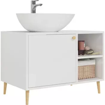 Тумба с раковиной Dreja Luno 80х50 белый глянец (99.2002, 641266)