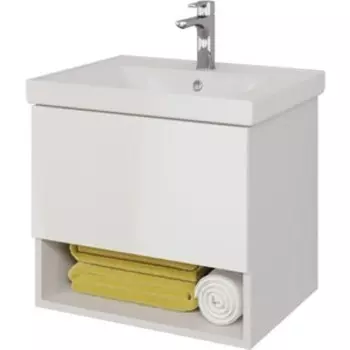 Тумба с раковиной Dreja Perfecto 60 с ящиком, белый глянец (99.0806, 641587)