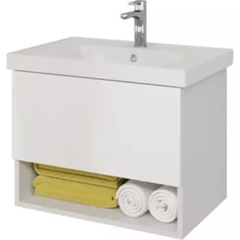 Тумба с раковиной Dreja Perfecto 70 с ящиком, белый глянец (99.0807, 641600)