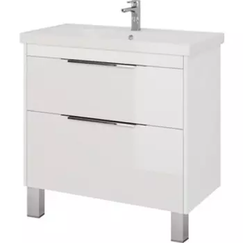 Тумба с раковиной Dreja Prime 90 напольная, с ящиками, белый глянец (99.9302, 641617, 99.9811)