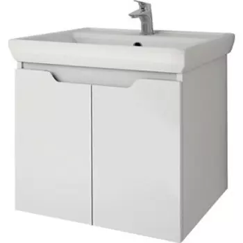 Тумба с раковиной Dreja Q 55 с дверцами, белый глянец (99.1007, 195476)