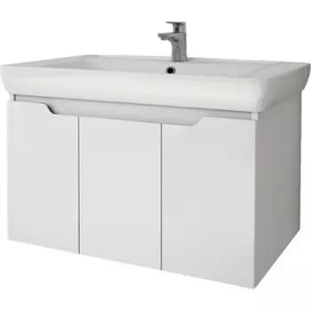 Тумба с раковиной Dreja Q 80 с дверцами, белый глянец (99.1003, 192185)