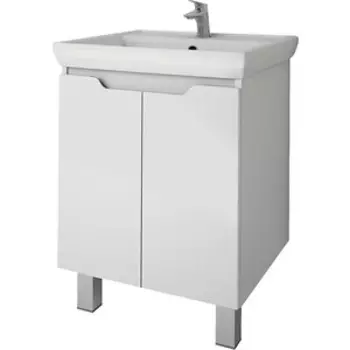 Тумба с раковиной Dreja Q Plus 55 с дверцами, белый глянец (99.1008, 195476)