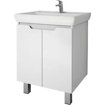 Тумба с раковиной Dreja Q Plus 60 с дверцами, белый глянец (99.1004, 191638)