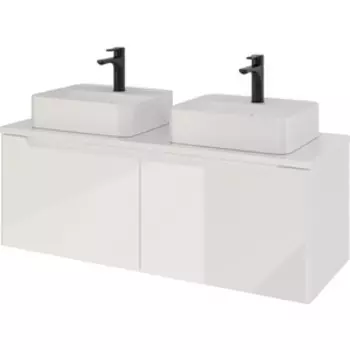 Тумба с раковиной Dreja W 125 с ящиками, столешница, белый глянец (99.9400, 641983, 641990)