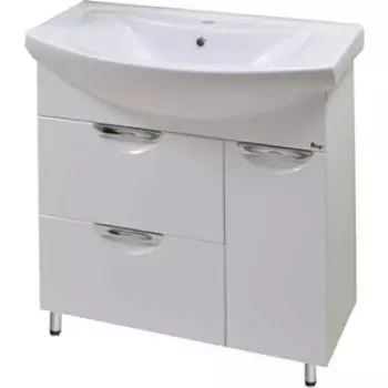 Тумба с раковиной Emmy Милли 80х47 с дверцей и ящиками, белый (mlt80blt3-r, 1WH501524)