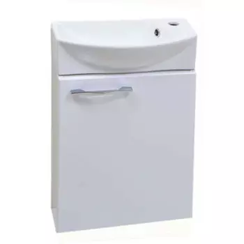 Тумба с раковиной Emmy Мия 46х22 правая, с ручкой хром, белая (mia46melbel-r, ER-5002)