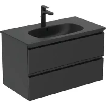 Тумба с раковиной Ideal Standard Tesi 80х44 Silk Black, раковина черная (T0051ZT, T3509V3)