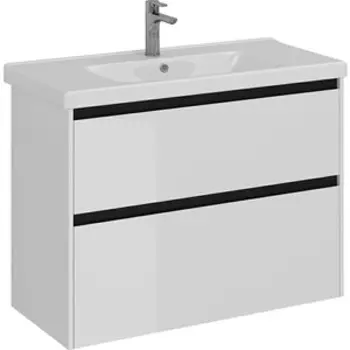 Тумба с раковиной Lemark Combi 100х45 черный/белый глянец (LM03C100T-black, 641259)