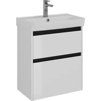 Тумба с раковиной Lemark Combi 60х35 черный/белый глянец (LM03C60T-black, 551360)